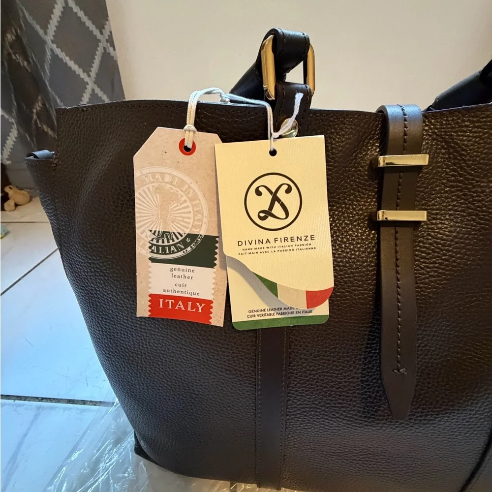 Divina Firenze Dark Brown Leather Tote Bag - Picture 6 of 16